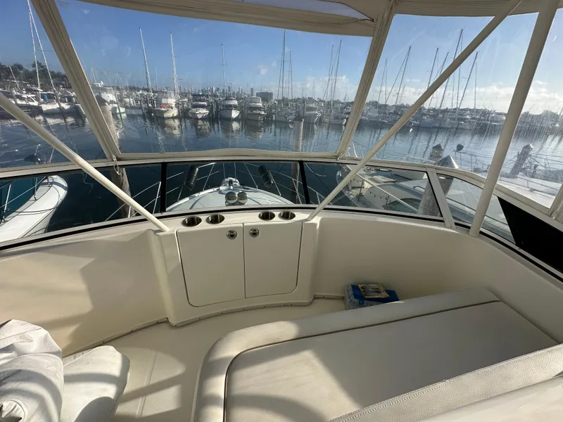 Slide: The Image of 2007 Silverton 38 Convertible yacht interior with marina view. - 23