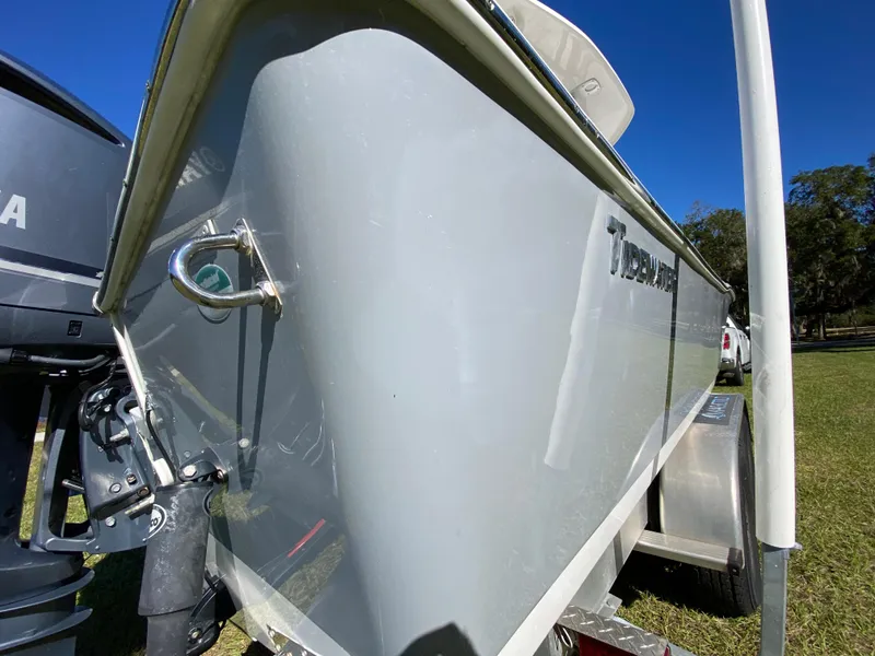 Slide: The Image of 2018 Tidewater 2400 Bay Max boat on trailer, side view, outdoors. - 19