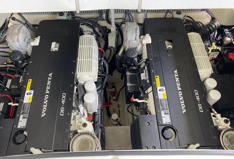 Slide: The Image of Twin Volvo Penta D6-400 engines in a 2017 Cobalt A40 boat. - 18