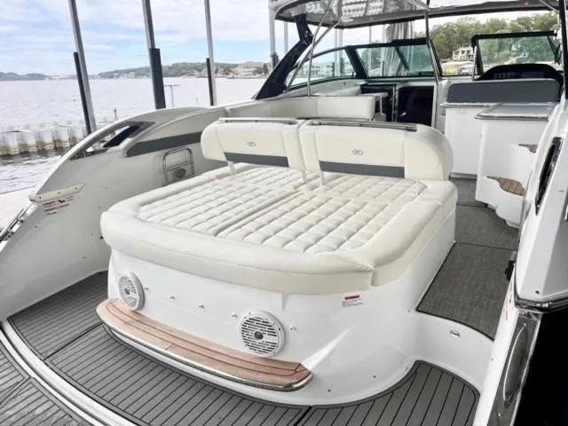 Slide: The Image of 2017 Cobalt A40 boat interior with luxurious seating and modern design. - 7