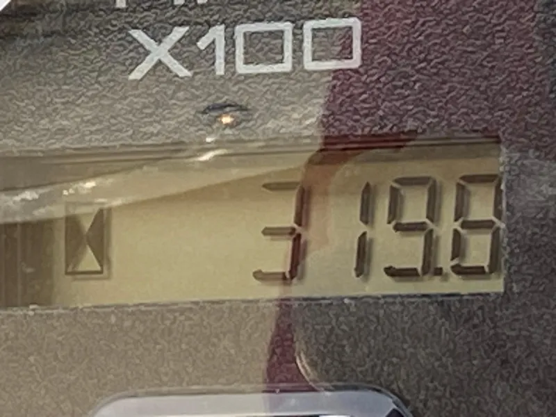 Slide: The Image of Close-up of a digital display reading 319.6 on a 2000 Sea Ray 380 Sundancer. - 16