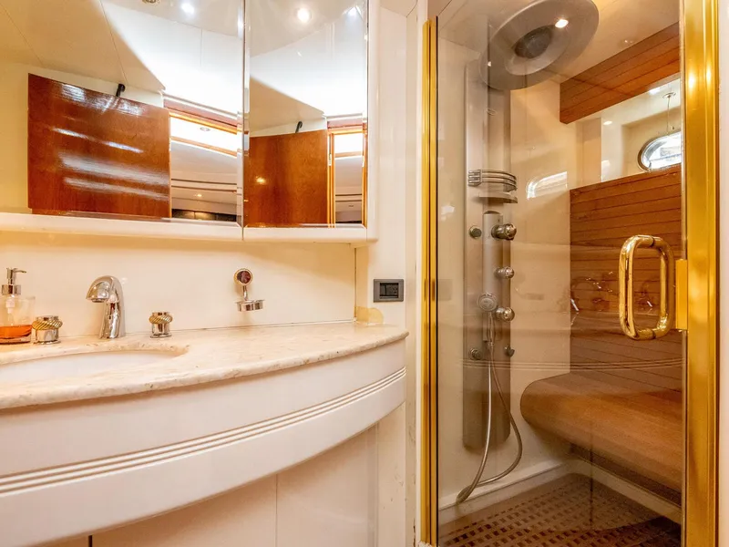 Slide: The Image of Luxurious bathroom on 2000 Azimut 70 Sea-Jet yacht with modern shower and vanity. - 43