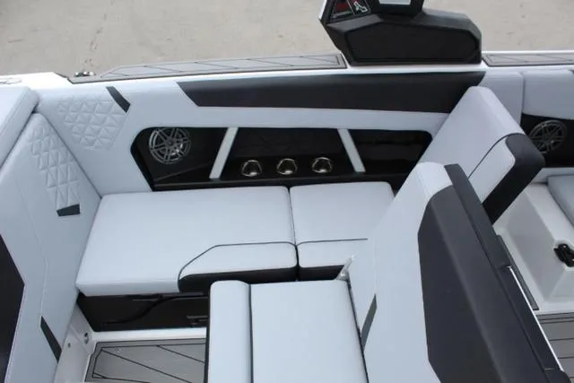 Slide: The Image of 2024 Nautique Super Air Nautique GS22 interior with sleek seating and modern design. - 20