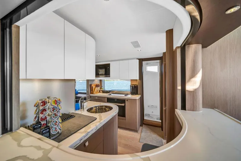Slide: The Image of Luxurious kitchen interior of 2021 Sunseeker 86 Yacht with modern design and amenities. - 19