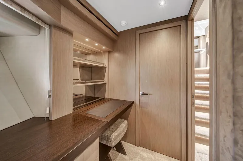 Slide: The Image of Luxurious interior of 2021 Sunseeker 86 Yacht with elegant wood finishes and modern design. - 37