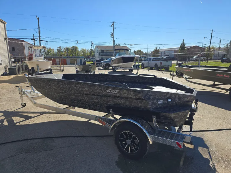 Slide: The Image of 2025 Edge Duck Boats ̃̀̉̃756DB on trailer in outdoor lot. - 5