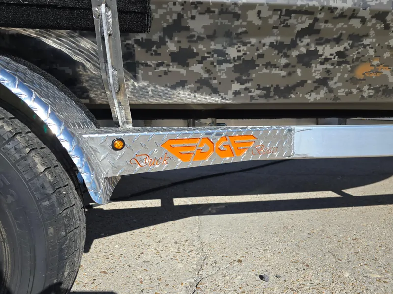 Slide: The Image of Edge Duck Boats 756DB trailer with camouflage design, 2025 model. - 9