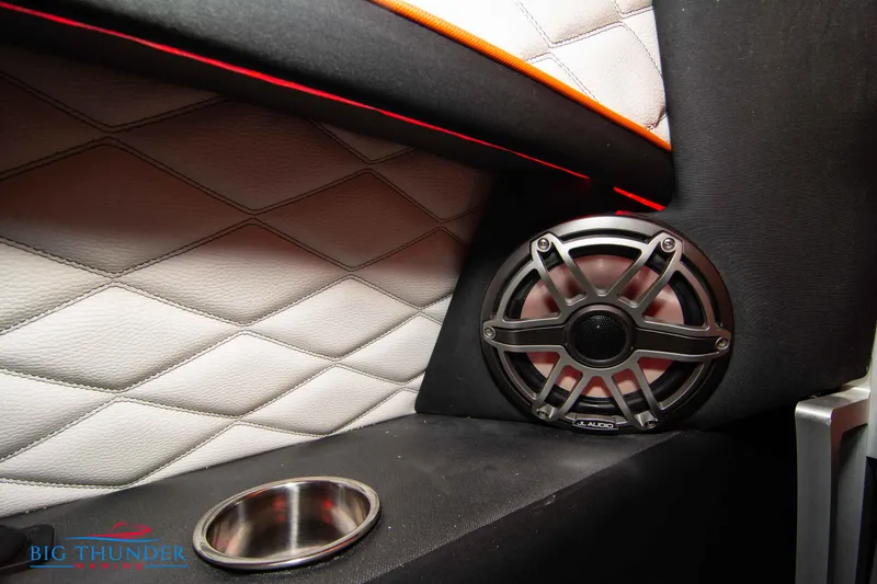 Slide: The Image of 2020 Fountain 47 Lightning interior with speaker and quilted upholstery detail. - 27