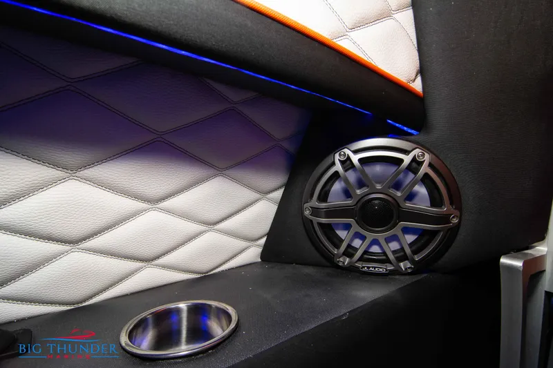 Slide: The Image of 2020 Fountain 47 Lightning interior with speaker and quilted upholstery. - 30