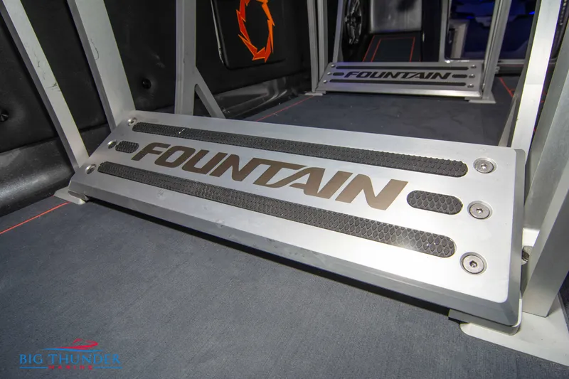 Slide: The Image of Fountain 47 Lightning 2020 boat interior with branded step plate. - 34