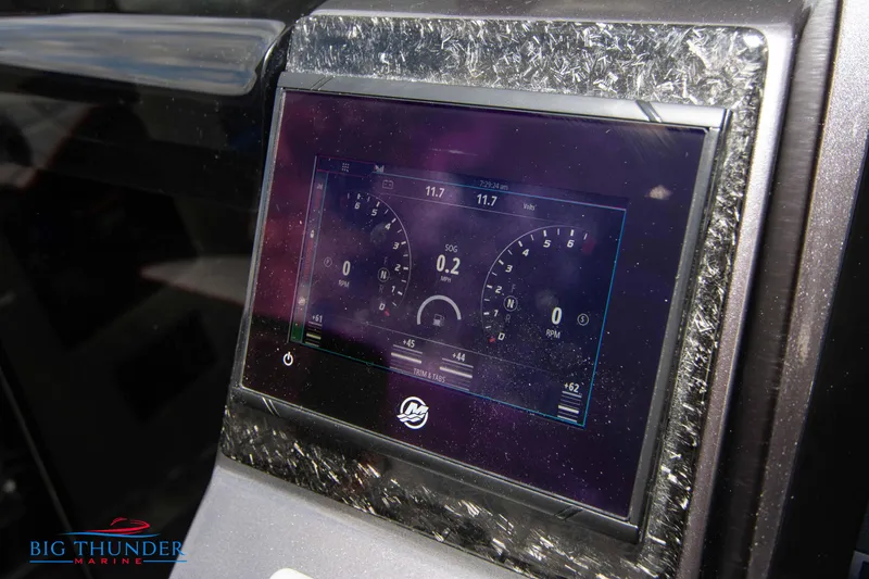 Slide: The Image of Dashboard display of a 2020 Fountain 47 Lightning boat. - 45