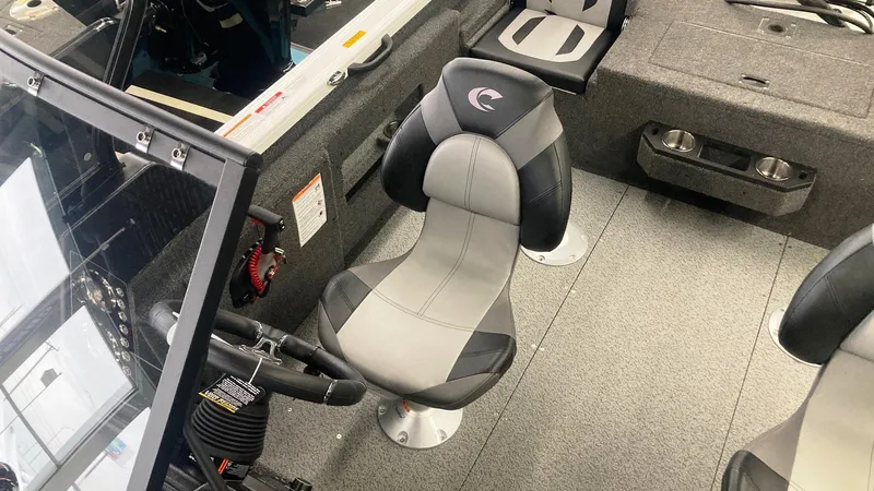 Slide: The Image of 2025 Crestliner 1850 Fish Hawk WT JS interior with sleek seating and modern design. - 4