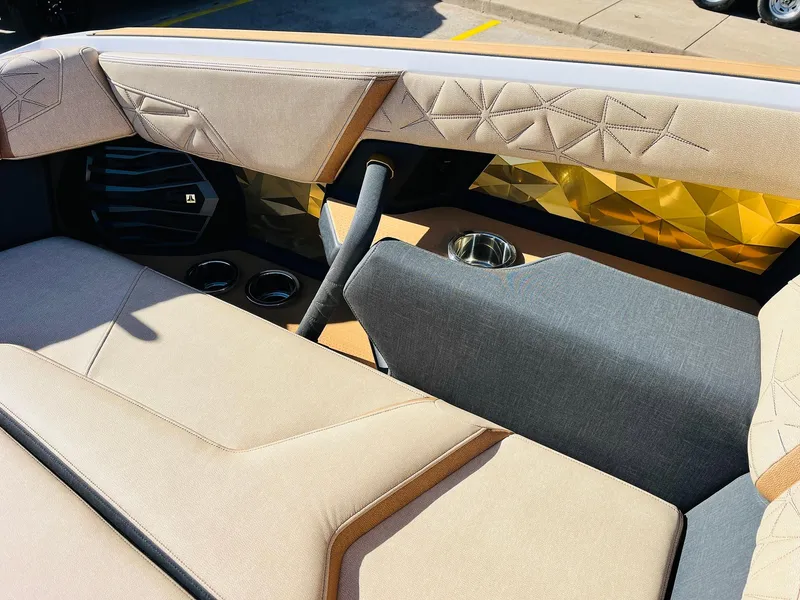 Slide: The Image of Luxurious interior of 2025 Nautique Super Air Nautique G25 Paragon boat. - 27