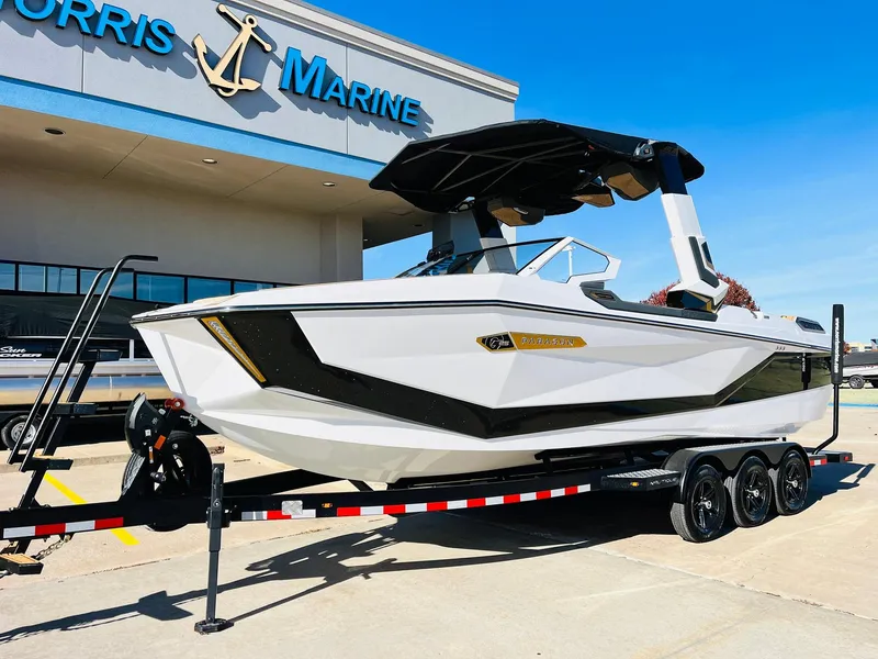 Slide: The Image of 2025 Nautique Super Air Nautique G25 Paragon boat on trailer at Morris Marine. - 3