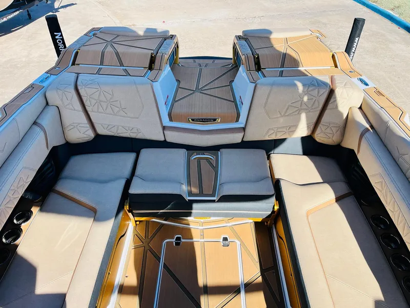 Slide: The Image of Luxurious interior of 2025 Nautique Super Air Nautique G25 Paragon boat. - 46
