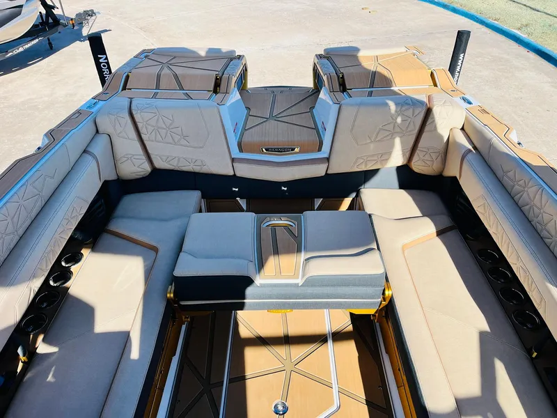 Slide: The Image of Luxurious interior of 2025 Nautique Super Air Nautique G25 Paragon boat. - 48