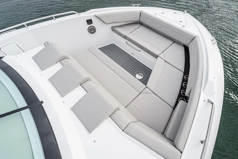 Slide: The Image of 2024 Cruisers Yachts 38 GLS OB boat with luxurious seating on deck. - 11