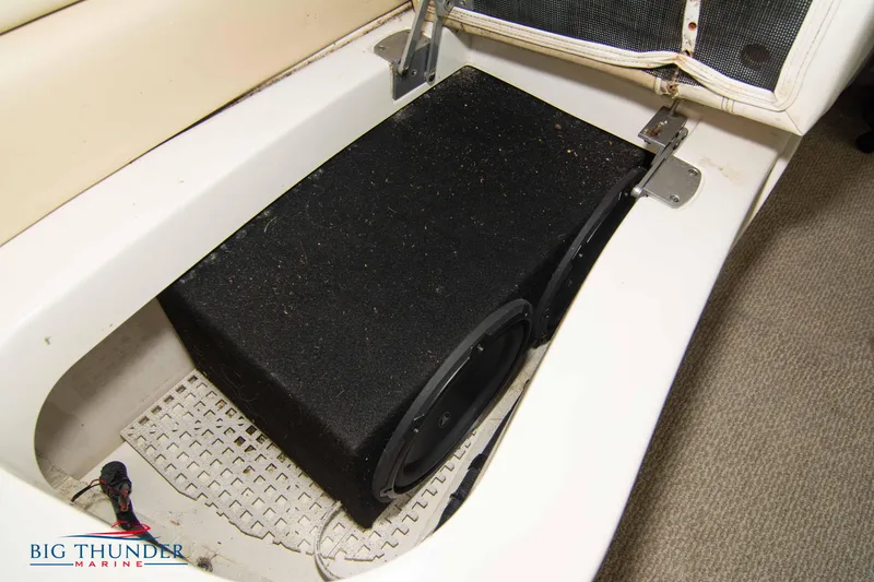 Slide: The Image of Subwoofer installed in 2013 Sea Ray 540 Sundancer boat compartment. - 23