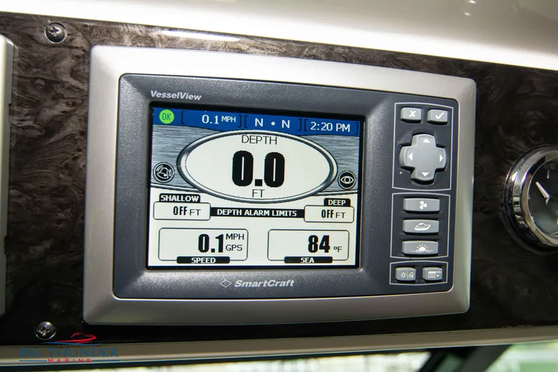 Slide: The Image of SmartCraft VesselView display on 2013 Sea Ray 540 Sundancer, showing depth and speed. - 47