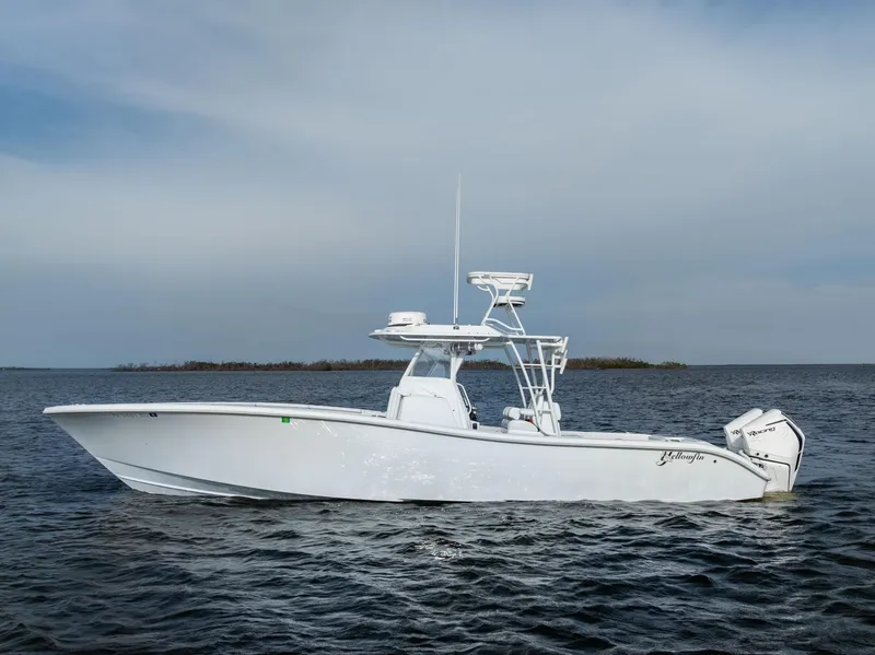 Slide: The Image of 2021 Yellowfin 36 Offshore boat on open water. - 7