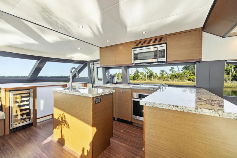 Slide: The Image of Luxury yacht interior with wine cooler, Hatteras M60, 2016 model. - 24