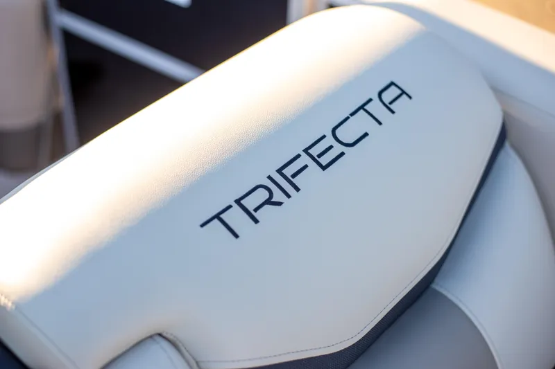 Slide: The Image of 2025 Trifecta 24UL CS boat seat with logo, featuring sleek design and premium upholstery. - 11