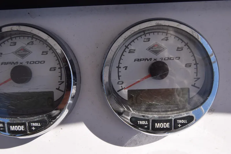 Slide: The Image of Close-up of 2005 Donzi 38 ZSF boat tachometers displaying RPM readings. - 30