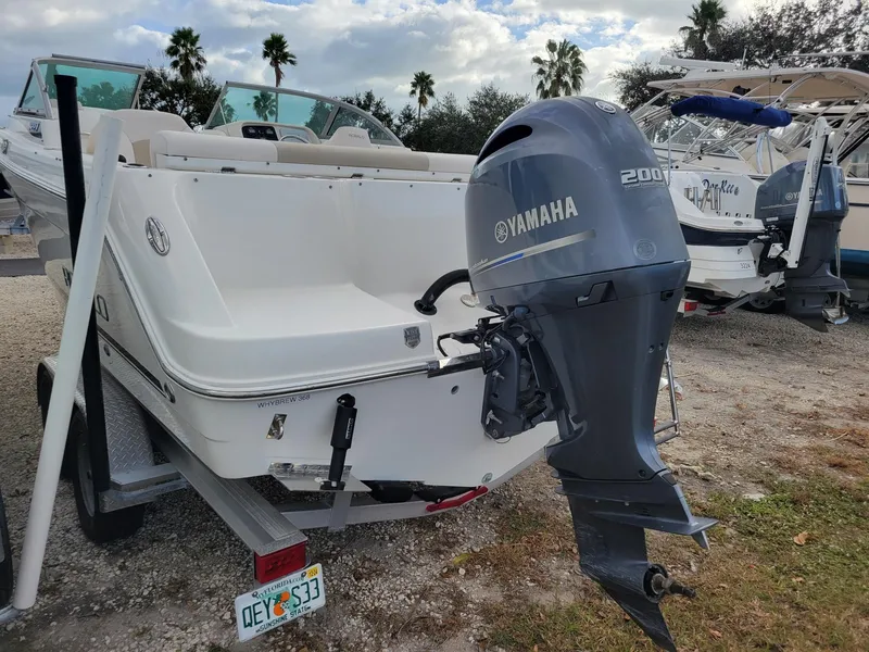 Slide: The Image of 2017 Robalo R227 Dual Console boat with Yamaha 200 engine on trailer. - 3