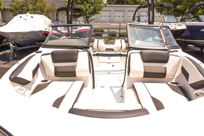 Slide: The Image of 2025 Yamaha Boats AR195 interior with sleek seating and modern design. - 7