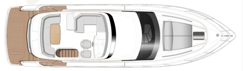 Slide: The Image of Top view of 2025 Princess F50 yacht layout, featuring spacious deck and seating areas. - 34