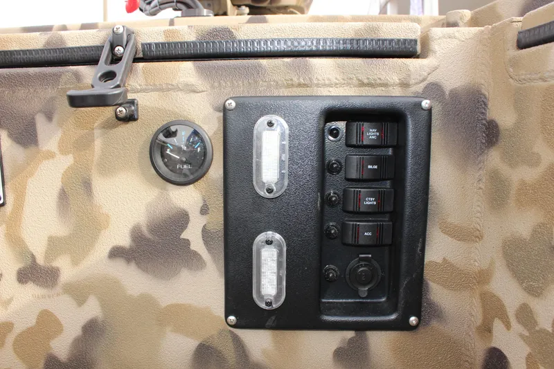 Slide: The Image of Control panel of 2025 Excel 1860 Viper F4 CC boat with camouflage design. - 27