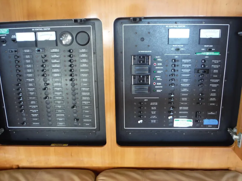Slide: The Image of Electrical control panels on a 2001 Carver 466 Motor Yacht. - 22