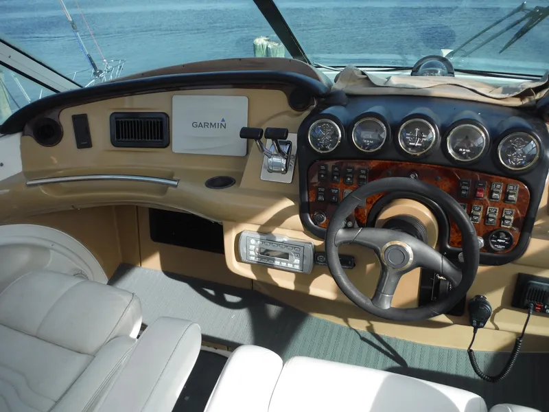 Slide: The Image of Interior helm of 2001 Carver 466 Motor Yacht with Garmin navigation system. - 8