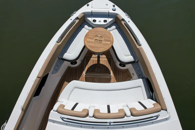 Slide: The Image of 2019 Sea Ray SLX 400 luxury boat docked, aerial view. - 6