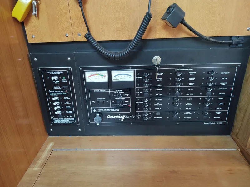 Slide: The Image of Electrical control panel of 2006 Catalina 350 MK II sailboat. - 34