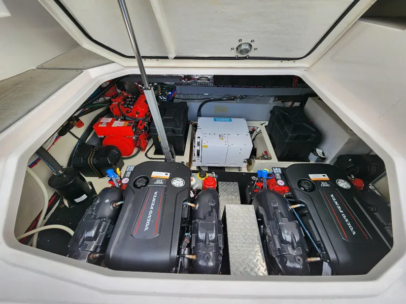 Slide: The Image of Engine compartment of 2022 Regal 38 Grande Coupe with Volvo Penta engines. - 36
