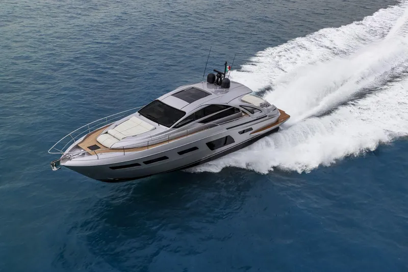 Slide: The Image of 2026 Pershing 7X yacht cruising on open water, showcasing sleek design and speed. - 12