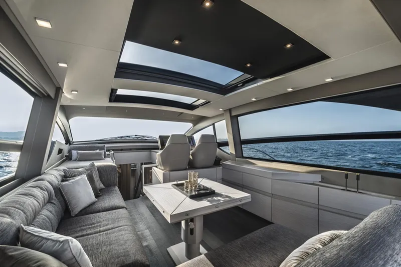 Slide: The Image of Luxurious interior of 2026 Pershing 7X yacht with panoramic ocean views. - 17