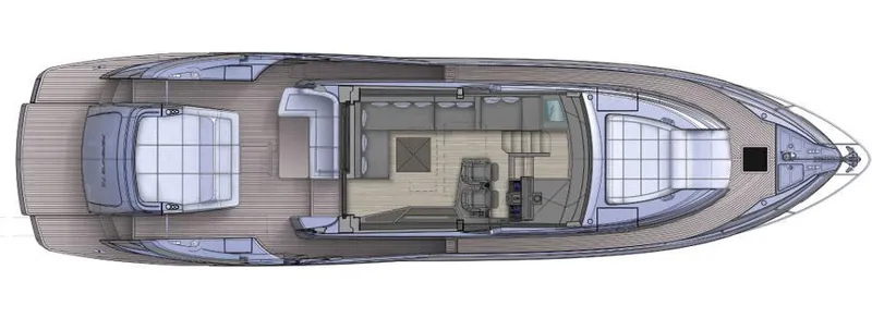 Slide: The Image of Top view of 2026 Pershing 7X yacht layout, showcasing interior and deck design. - 29