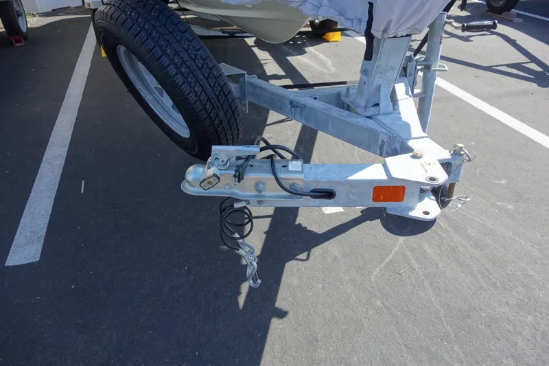 Slide: The Image of Trailer hitch of 2023 Boston Whaler 150 Montauk in parking lot. - 4