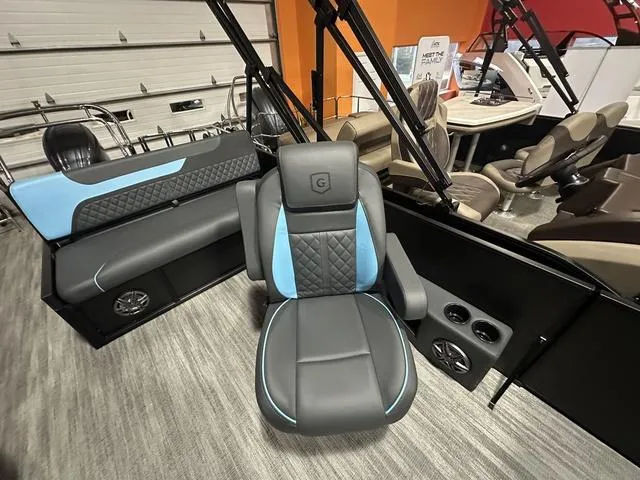 Slide: The Image of 2025 Godfrey Sweetwater 2286 SFL pontoon interior with stylish seating and modern design. - 17