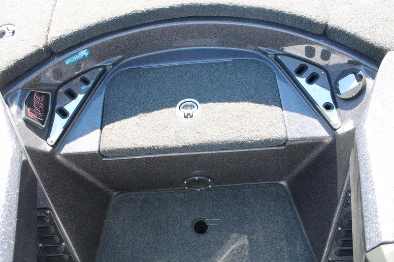 Slide: The Image of 2020 Ranger Z521L boat interior storage compartment with carpeted finish. - 13