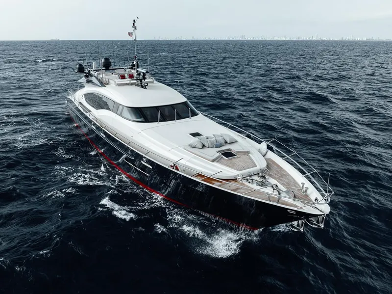 Slide: The Image of 2006 Palmer Johnson Express yacht cruising on open sea. - 23