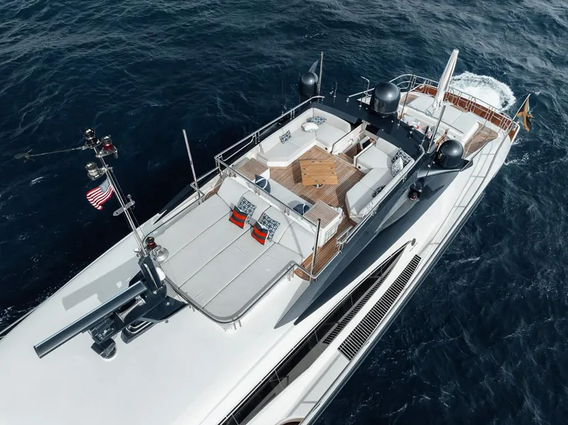 Slide: The Image of Aerial view of 2006 Palmer Johnson Express yacht on the ocean. - 32