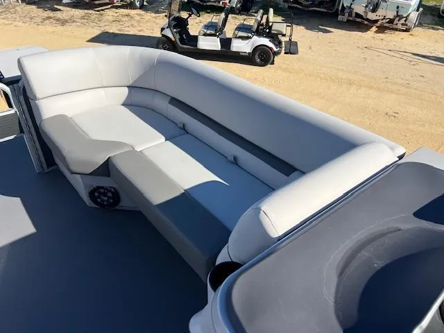 Slide: The Image of 2022 Godfrey Sweetwater 2086 F boat interior with spacious seating and modern design. - 6