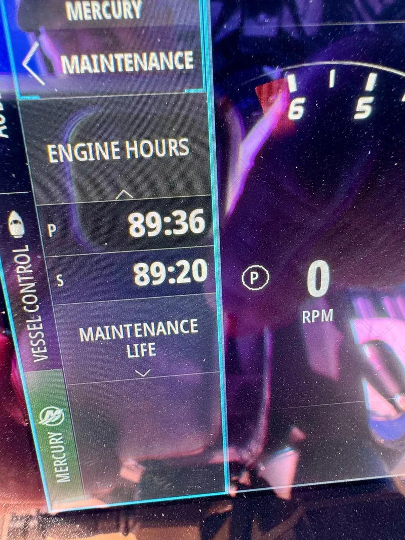 Slide: The Image of 2024 Blazer 2700 HYBRID BAY engine hours display showing maintenance details. - 17