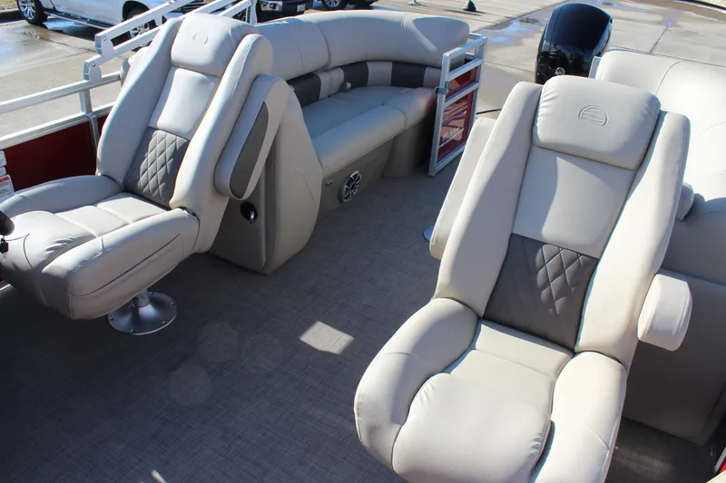 Slide: The Image of 2025 Sun Tracker Party Barge 22 DLX with luxurious seating and modern design. - 10