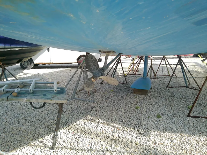 Slide: The Image of 2017 Hake Seaward 32RK sailboat on stands, under maintenance. - 14