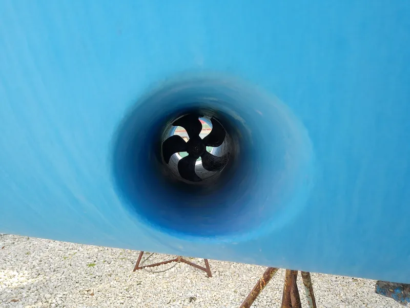 Slide: The Image of Close-up of a 2017 Hake Seaward 32RK boat propeller tunnel. - 6