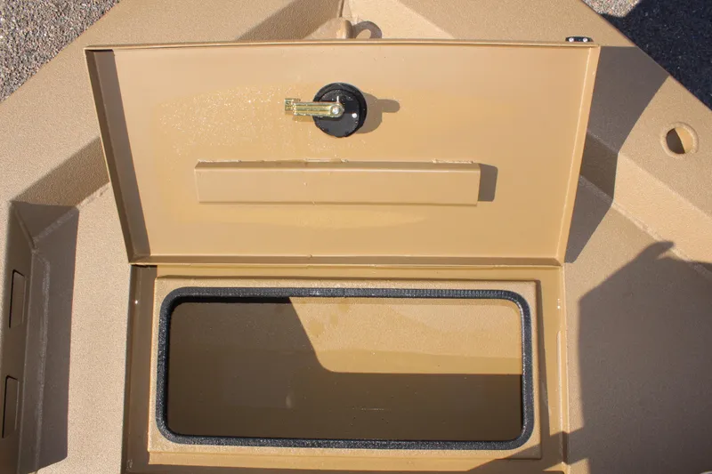 Slide: The Image of Open storage compartment on 2025 Excel 1860 F4 Shallow Water boat. - 20